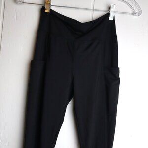 Girls Shein Size 10Y Black Leggings with Side Pockets Cropped